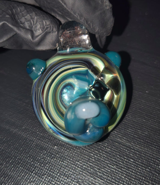 Blue Vortex Bear Pendant - Large