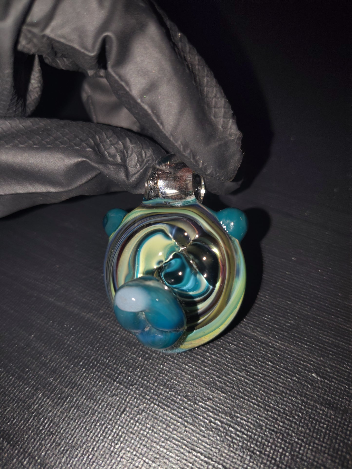 Blue Vortex Bear Pendant - Large